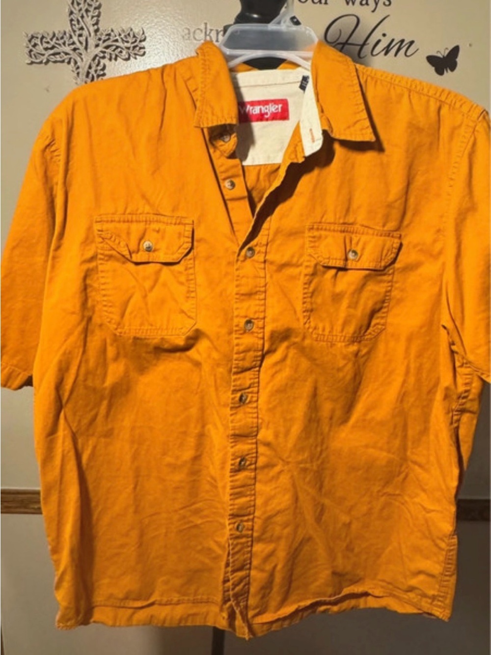 Wrangler Orange Short-Sleeve Button-Down Workshirt